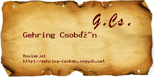 Gehring Csobán névjegykártya